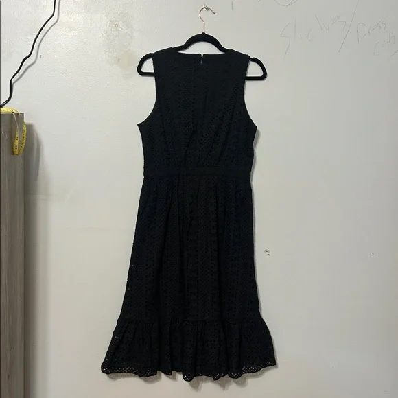 NWT J.Crew Black Eyelet Midi Dress Ruffle Hem Size 6 - Picture 4 of 6